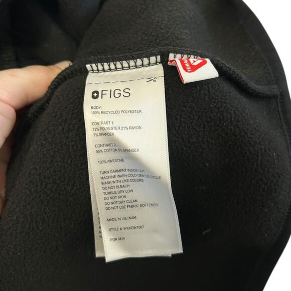 FIGS On-Shift Fleece Jacket Women's Sz XS Black Full Zip Cozy Healthcare Chic - Picture 6 of 6